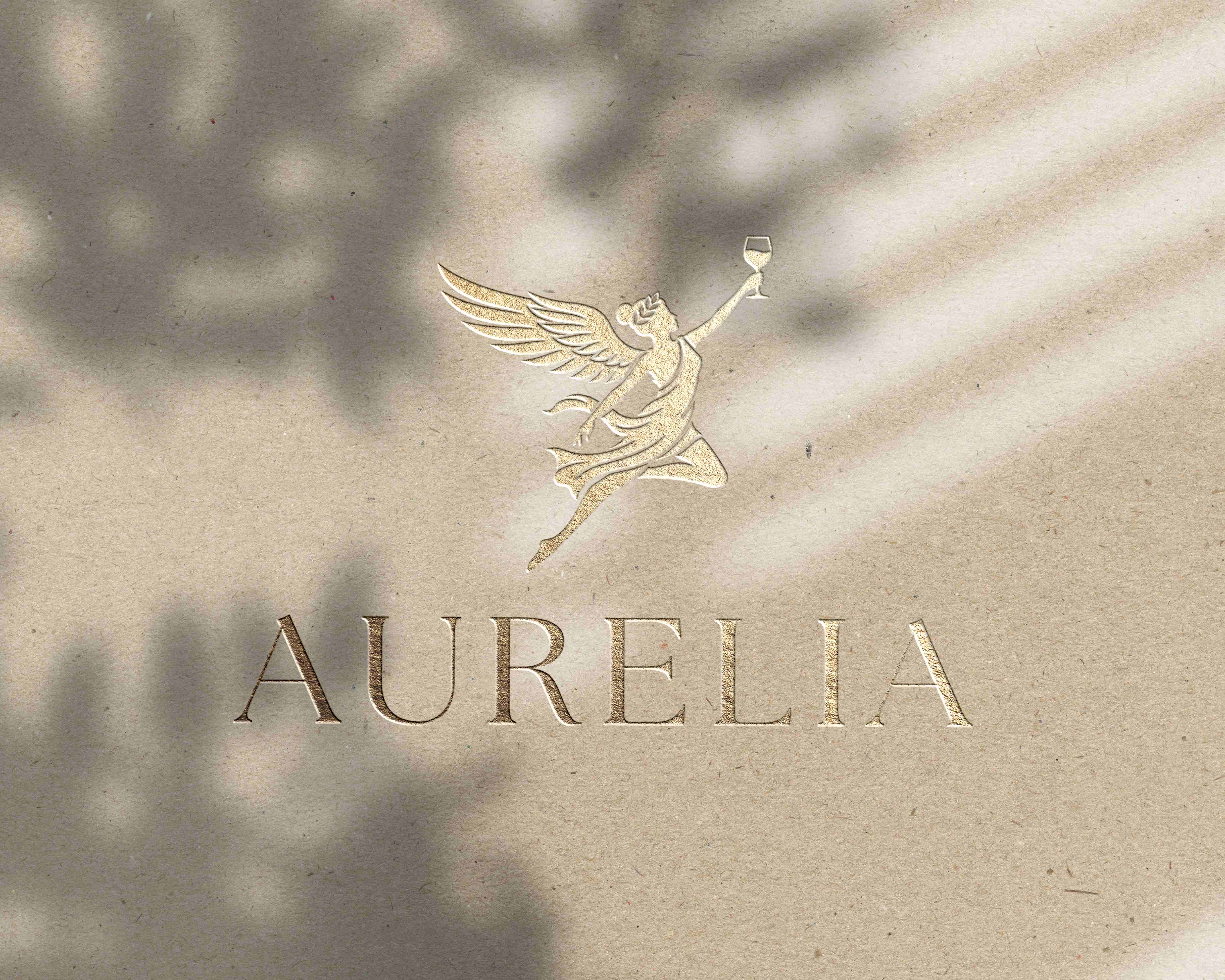 The Aurelia goddess rendered in gold foil